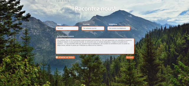 Page "Racontez nous votre Histoire" sur le site de Sail Carrière