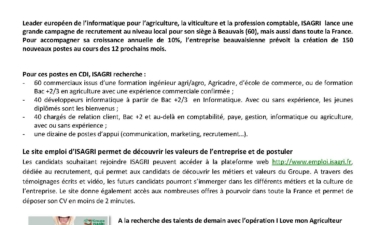 Isagri prévoit la création de 150 postes en 2018