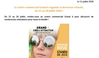 Grand A organise sa kermesse estivale du 25 au 28 juillet 2018